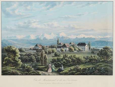 Deux gravures polychrome de Suisse, Vue de 