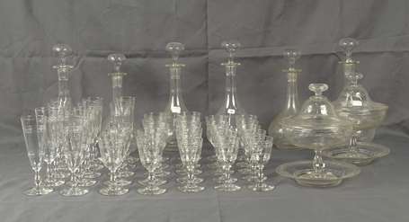 Service de verres en cristal taillé de frise de 