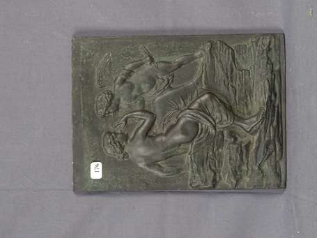 Vénus et l'Amour Plaque bas-relief en bronze 
