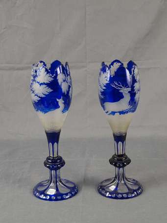 BOHEME - Paire de vases sur piédouche en cristal 