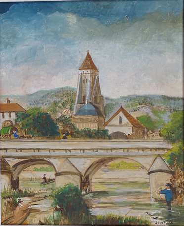 FOUS Jean (1901-1971) - Village de Brantôme. Huile