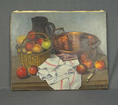 CEGLA XXe - Nature morte aux fruits. Huile sur 