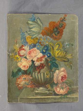 Ecole Xxé Bouquet dans un vase médicis. Huile sur 