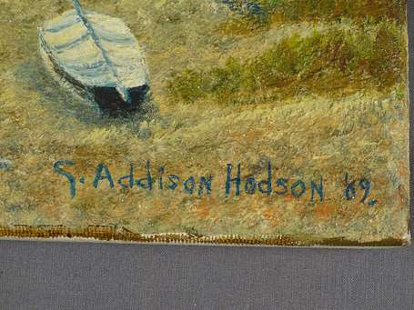 HADSON Addison G. Xxé. Estuaire. Huile sur toile 