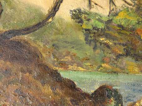 Minjat F. Xxé Paysage cotier. Huile sur toile 