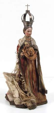 Vierge à l'enfant Sujet à carnation de bois 
