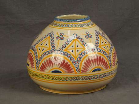 HENRIOT Quimper - Vase boule en faïence à décor 