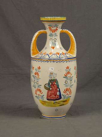 HENRIOT Quimper - Vase amphore en faïence 