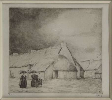 LABOUREUR Jean Emile 1877-1944 Orage en Brière 