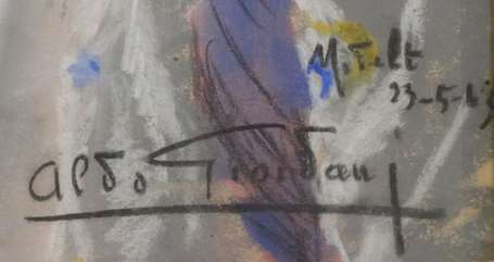 Giordani Aldo Portrait de mauresque pastel signé 