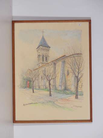 LE VAGUERESSE E. (XXème) L'église d'Andiran Pastel