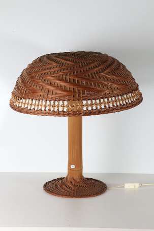 Lampe de table de forme champignon en bambou et 
