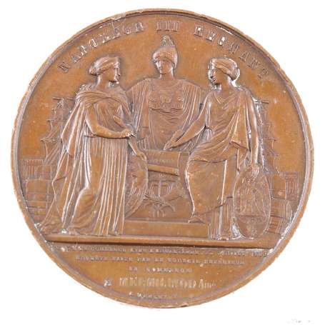 Napoléon III empereur. Médaille de cuivre. Traité 