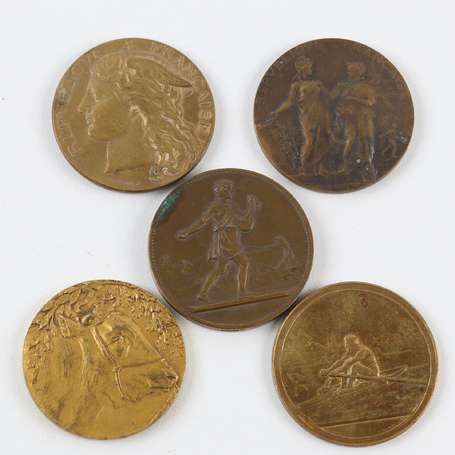 1 Lot de 5 médailles en bronze. Thème agriculture.