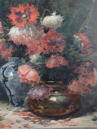 Munnier Charles XIXè S. Bouquets de pavots Huile 