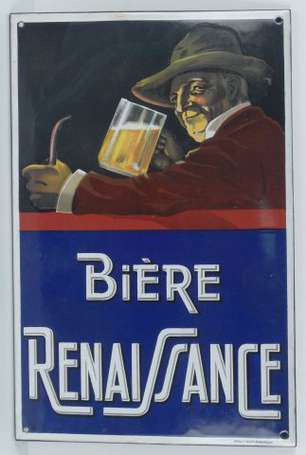 BIERE RENAISSANCE : Plaque émaillée plate à 