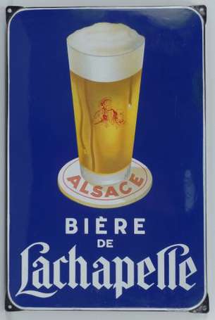 BIERE LA CHAPELLE : Plaque émaillée plate à 