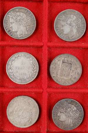 France lot de 6 pièces de 5 francs Louis XVIII- 