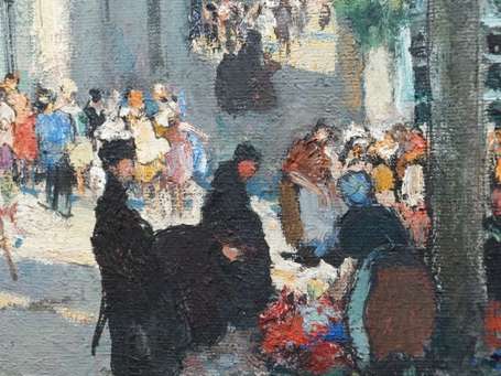 Hervé Jules René (1887-1981) Le marché aux fleurs.