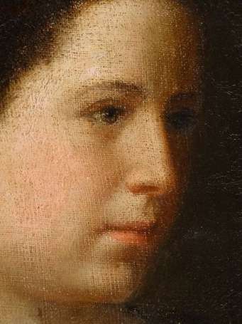 Ecole ancienne. Portrait de femme de profil droit.