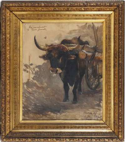 Chigot Eugene (1860-1923 ) Attelage de bœufs. 