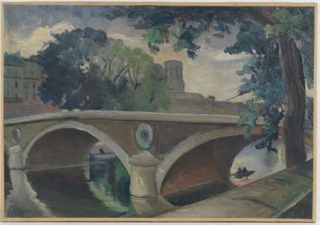 De Castro Paul (1882-1939)  Pont à Paris. Huile 