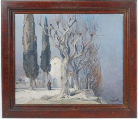Kosel Hermann (1896-1983) La chapelle en hiver. 