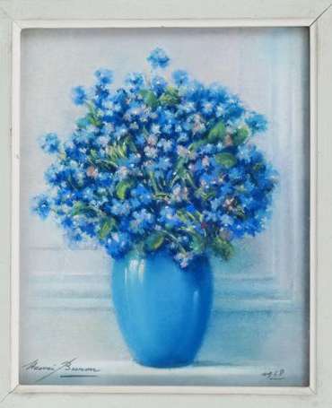 Buron Henri (1880-1969) Bouquet de fleurs bleues 