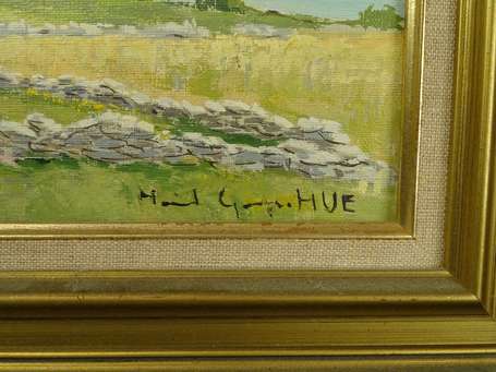 HUE Marcel Georges XXe - Hameau breton. Huile sur 