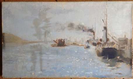 CARRIER-BELLEUSE Louis (1824-1887) Bateaux au port