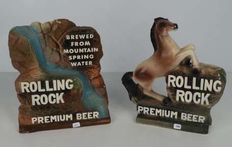 ROLLING ROCK Premium Beer : 2 Figurines 