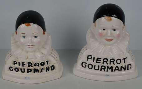 PIERROT GOURMAND : 2 Porte-Sucettes en céramique, 