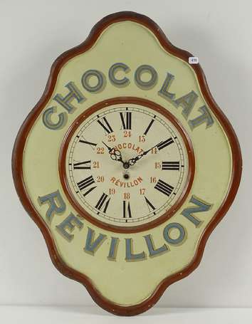 CHOCOLAT REVILLON : Horloge en tôle lithographiée,