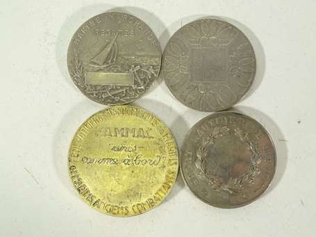 Lot de 4 médailles en argent Thème Marine - 