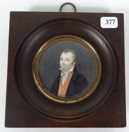 Miniature encadrée, portrait d'homme à la barbe 