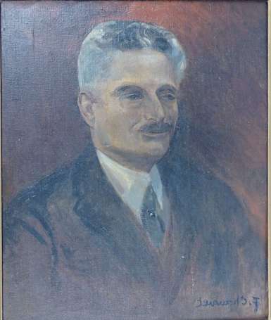 CHAUVET F. XXe - Portrait d'homme à la moustache. 