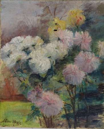 HESSE Alice XXe - Bouquet de chrysanthèmes blancs,
