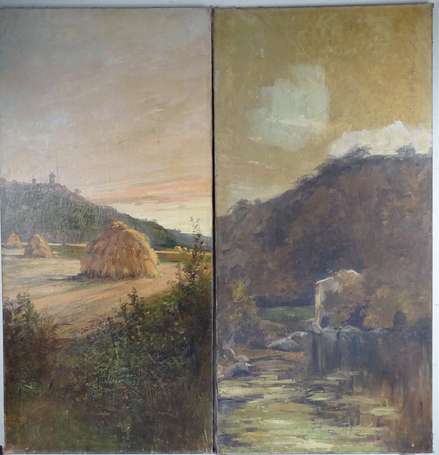 ECOLE XXe - Paysages. Huiles sur toile. 134,8 x 