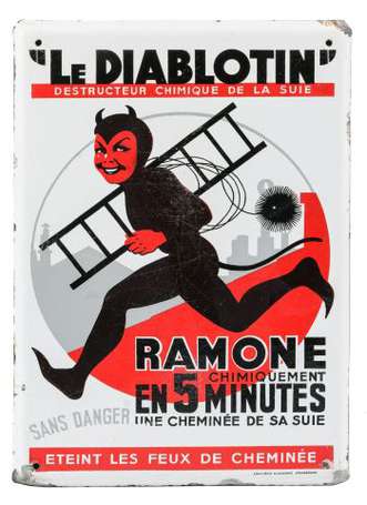 LE DIABLOTIN : Plaque émaillée plate à chanfreins.