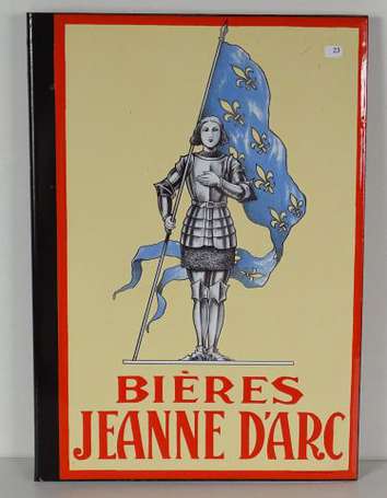 BIERE JEANNE D'ARC : Plaque émaillée double-face à