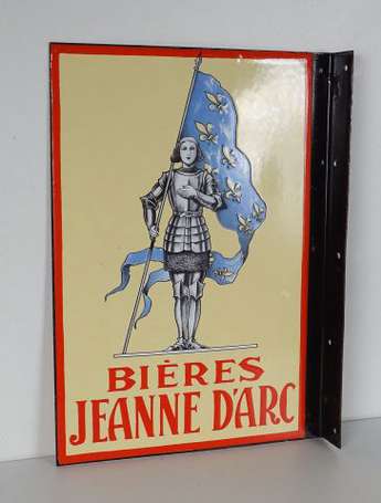 BIERE JEANNE D'ARC : Plaque émaillée double-face à