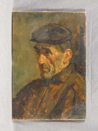 Ecole Xxé Portrait d'homme. Huile sur toile signée