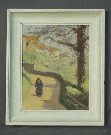 MAXIME (1896-1985) - Vieille femme sur un chemin. 