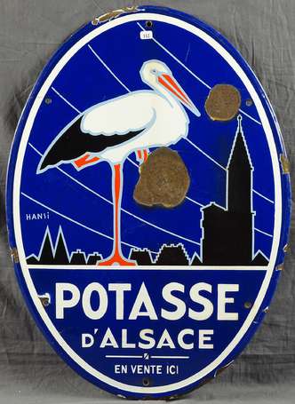 POTASSE D'ALSACE : Plaque émaillée de forme ovale,