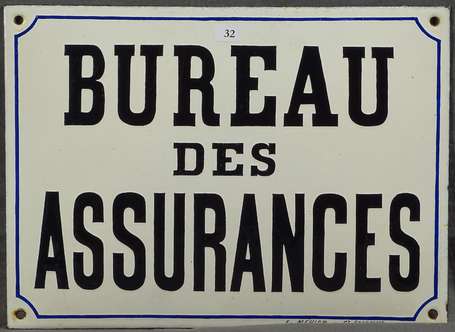 BUREAU DES ASSURANCES : Plaque émaillée bombée. 