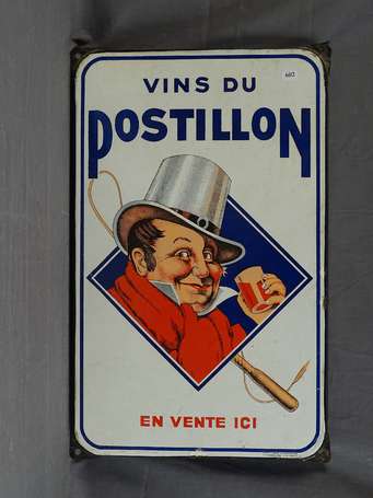 VINS DU POSTILLON : Plaque émaillée plate à 