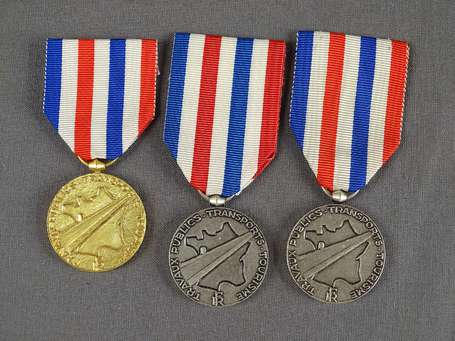 civ - Lot de 3 médailles d'honneur des transports 