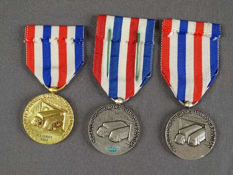 civ - Lot de 3 médailles d'honneur des transports 