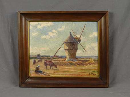 PRIN Jeanne XXe - Moulin en presqu'ile. Huile sur 