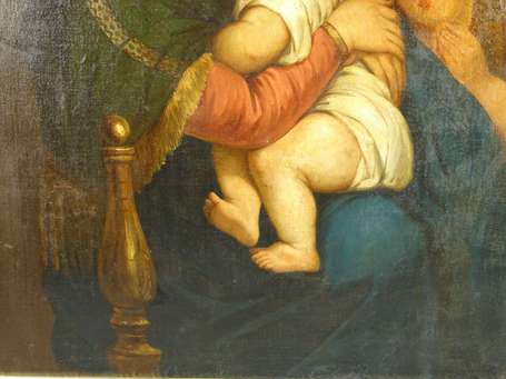 D'APRES RAPHAEL - Vierge à la chaise. Toile 